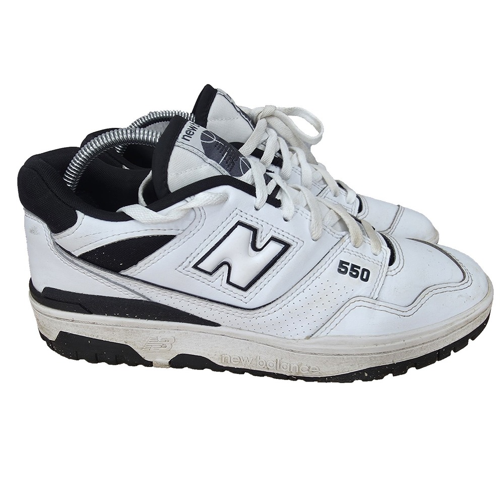 New Balance 550 Sneakers Mens 8.5 White Black Oreo Leather Casual Shoes BB550HA1